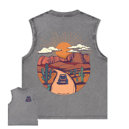 Freeleaf Go Hiking With Music Nature Inspired Unisex Washed Tank Tops