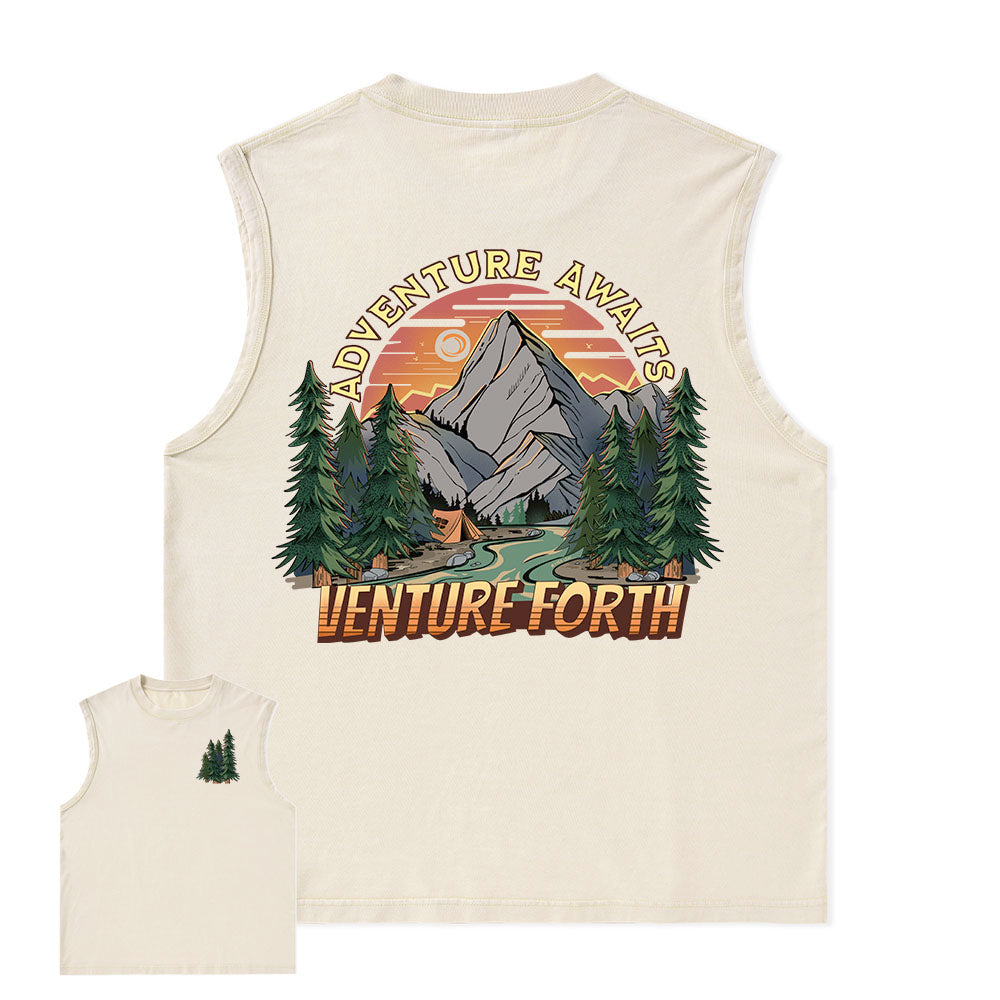 Freeleaf Adventure Awaits Unisex Washed Tank Tops