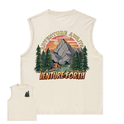 Freeleaf Adventure Awaits Unisex Washed Tank Tops
