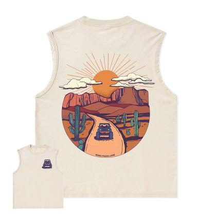 Freeleaf Go Hiking With Music Nature Inspired Unisex Washed Tank Tops