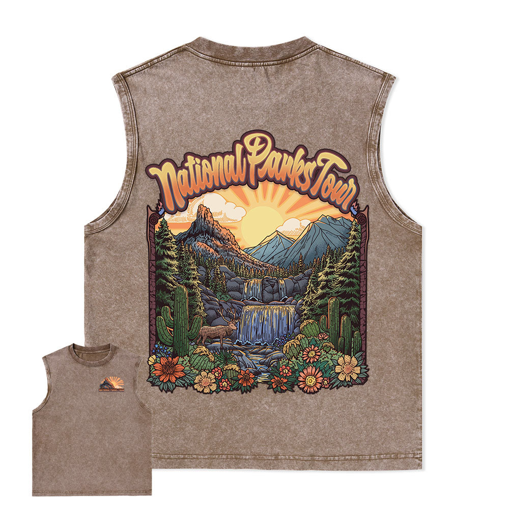 Freeleaf National Parks Tour Nature Inspired Unisex Washed Tank Tops