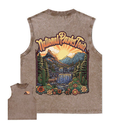 Freeleaf National Parks Tour Nature Inspired Unisex Washed Tank Tops