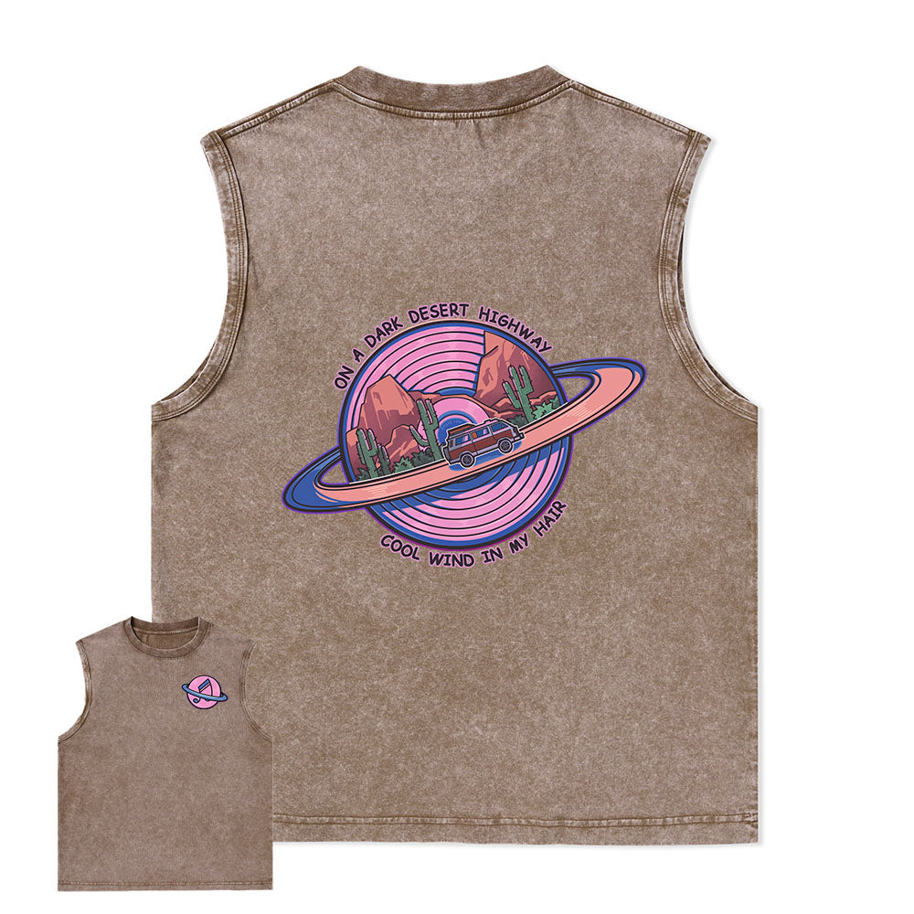 Freeleaf On A Dark Desert Highway Unisex Washed Tank Tops