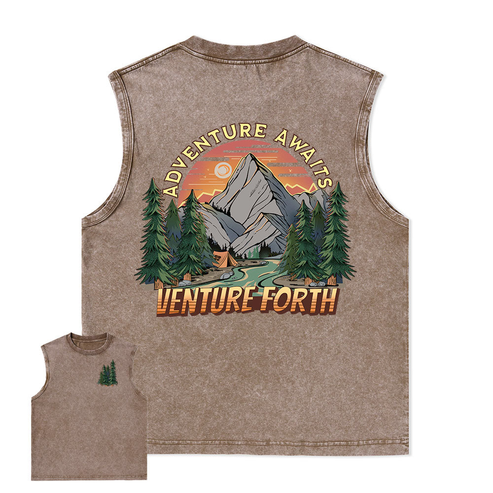 Freeleaf Adventure Awaits Unisex Washed Tank Tops