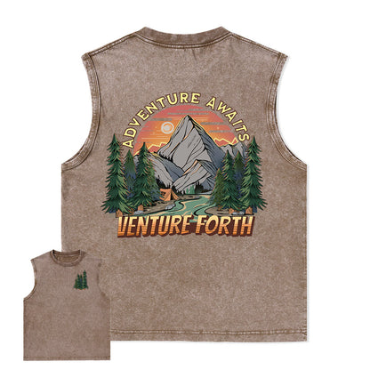 Freeleaf Adventure Awaits Unisex Washed Tank Tops