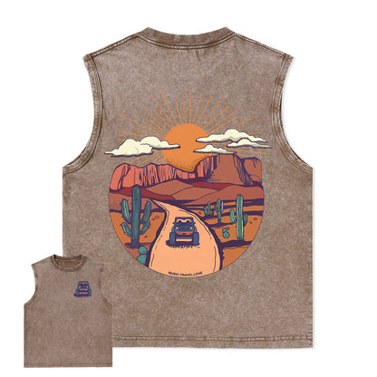 Freeleaf Go Hiking With Music Nature Inspired Unisex Washed Tank Tops