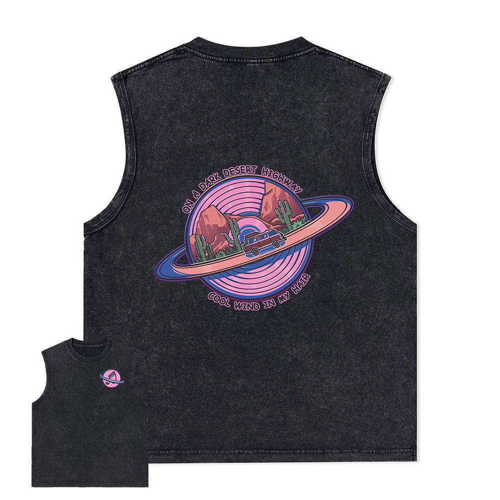 Freeleaf On A Dark Desert Highway Unisex Washed Tank Tops