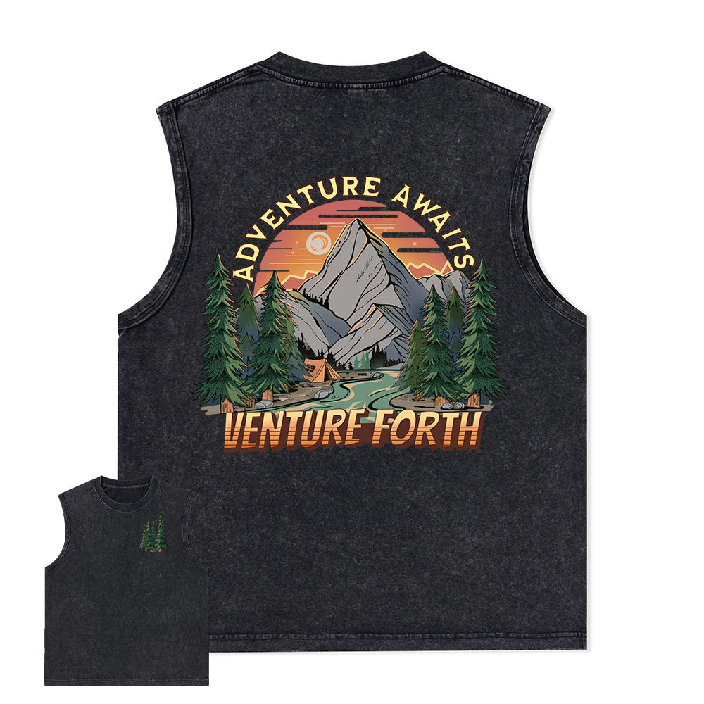 Freeleaf Adventure Awaits Unisex Washed Tank Tops