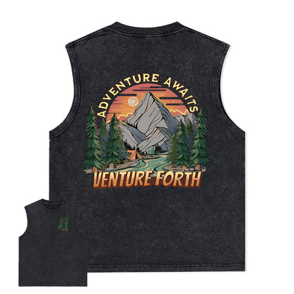 Freeleaf Adventure Awaits Unisex Washed Tank Tops