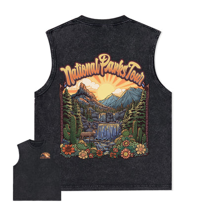 Freeleaf National Parks Tour Nature Inspired Unisex Washed Tank Tops
