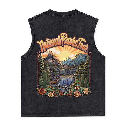 Freeleaf National Parks Tour Nature Inspired Unisex Washed Tank Tops