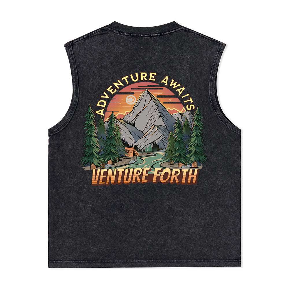 Freeleaf Adventure Awaits Unisex Washed Tank Tops