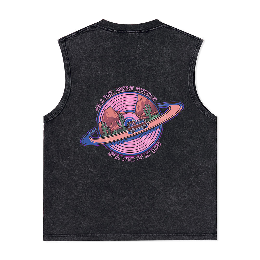 Freeleaf On A Dark Desert Highway Unisex Washed Tank Tops