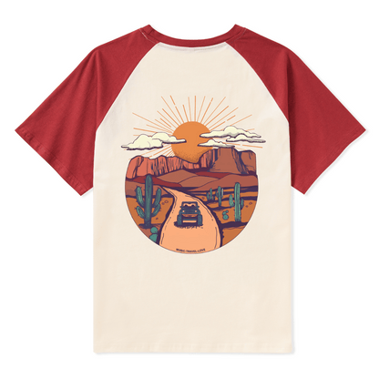 Go Hiking With Music Raglan Short Sleeve Top