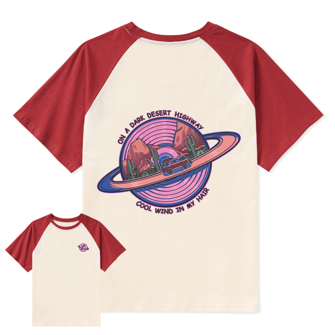 On A Dark Desert Highway Raglan Short Sleeve Top