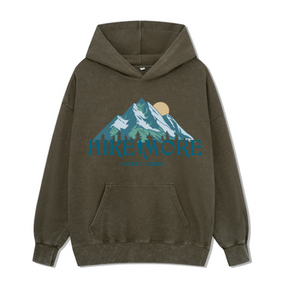 Hike More Front-printed Washed Hoodie