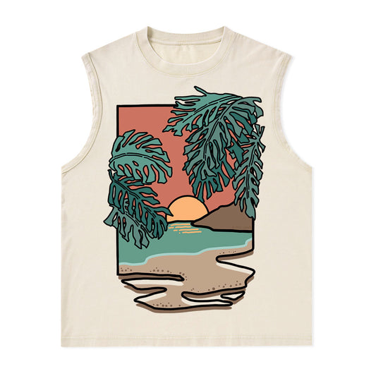 Freeleaf Hawaiian Vacation Nature Inspired Unisex Washed Tank Tops