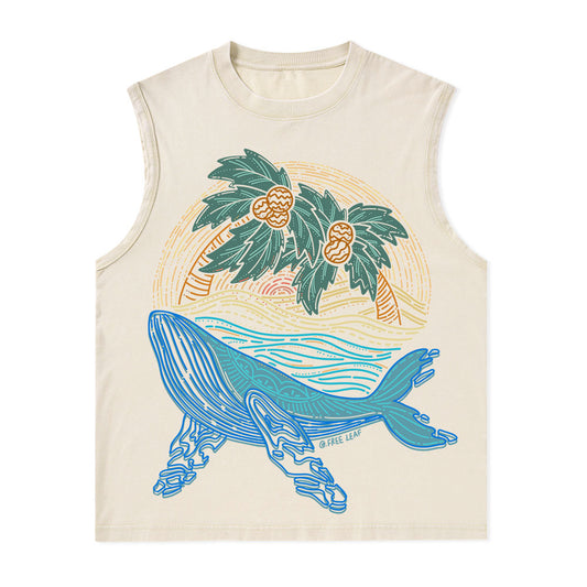 Freeleaf Striated Whale Inspired Unisex Washed Tank Tops