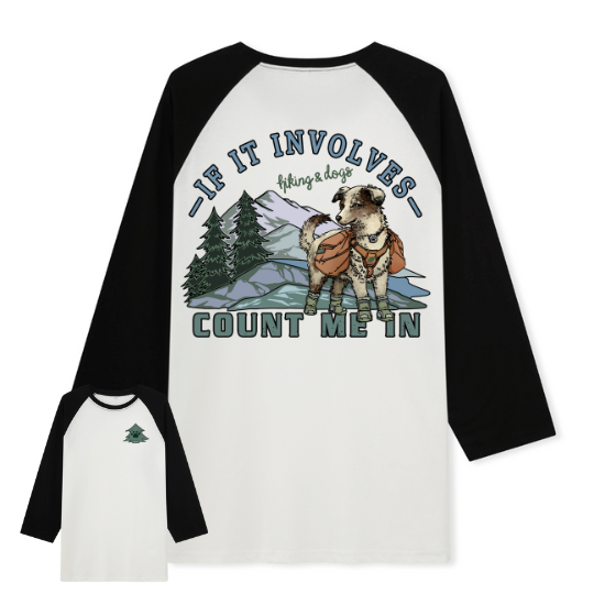 Hiking & Dogs Adventure Raglan Long Sleeve Top