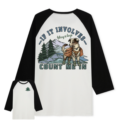 Hiking & Dogs Adventure Raglan Long Sleeve Top