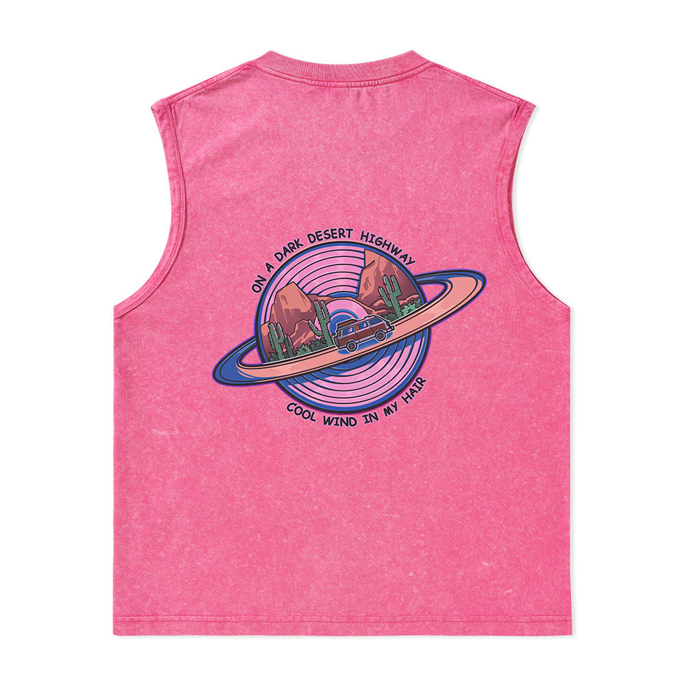 Freeleaf On A Dark Desert Highway Unisex Washed Tank Tops