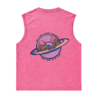 Freeleaf On A Dark Desert Highway Unisex Washed Tank Tops