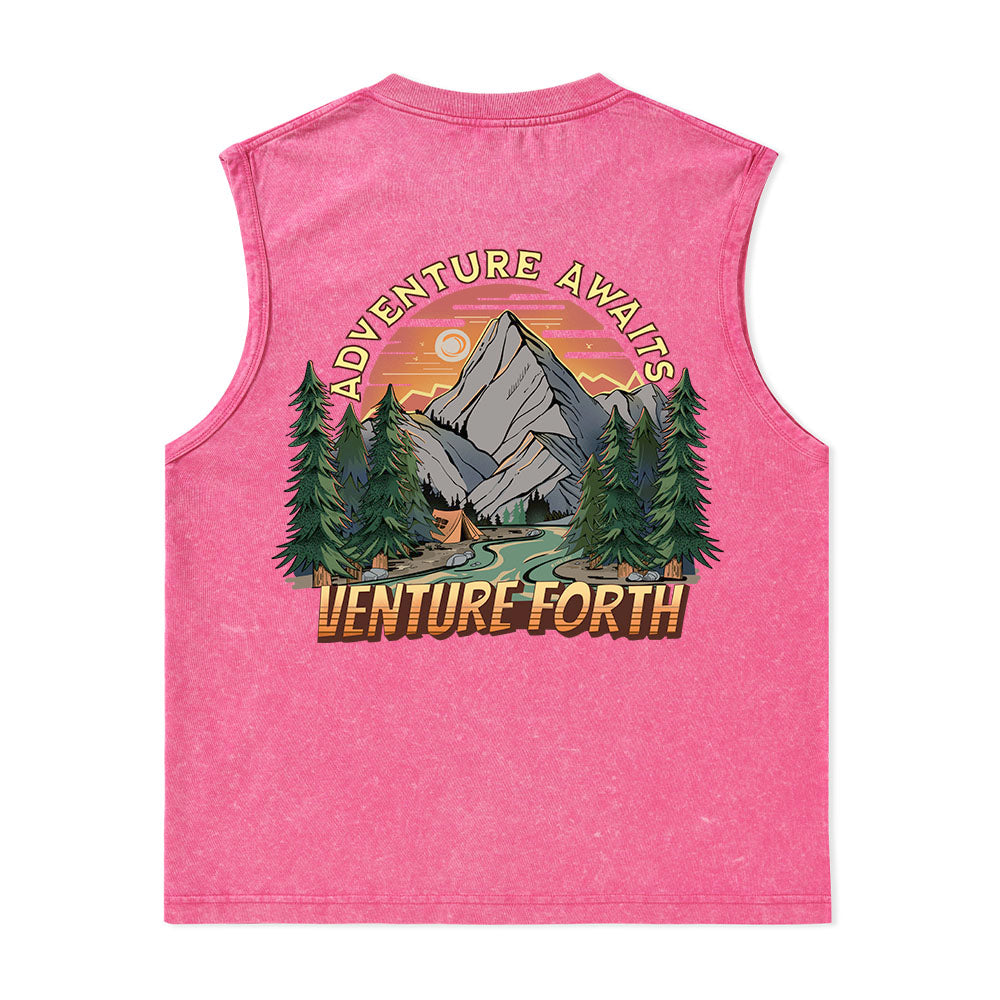 Freeleaf Adventure Awaits Unisex Washed Tank Tops
