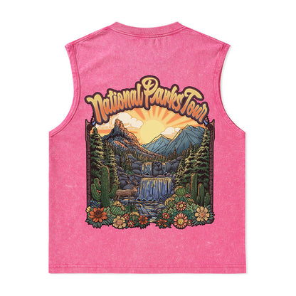 Freeleaf National Parks Tour Nature Inspired Unisex Washed Tank Tops