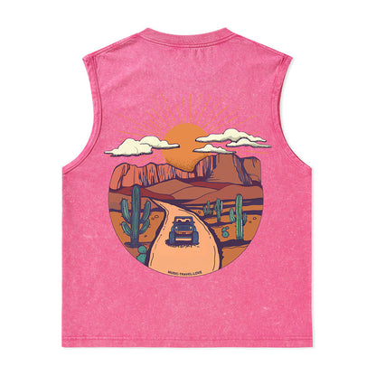 Freeleaf Go Hiking With Music Nature Inspired Unisex Washed Tank Tops