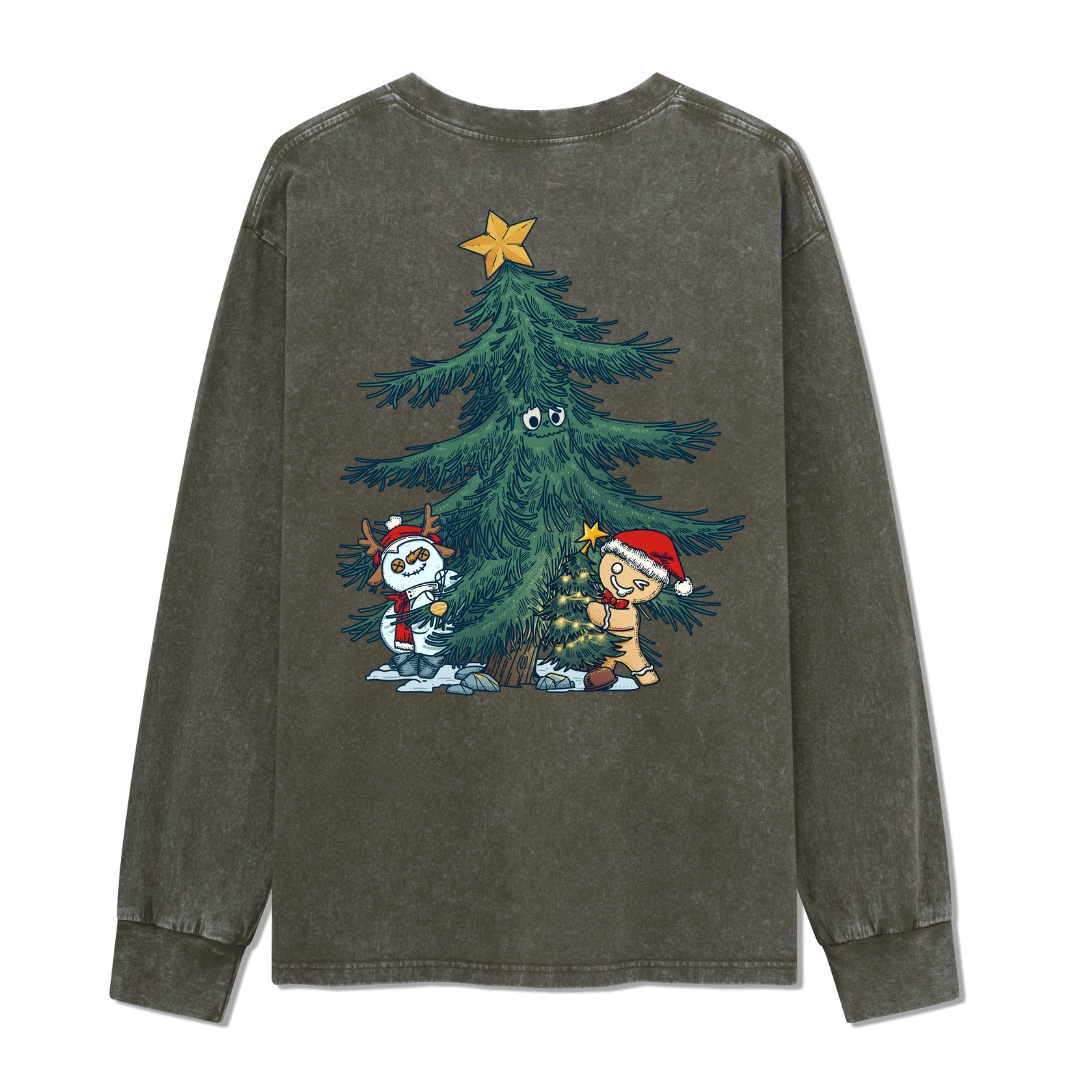 Merry Christmas Washed Long Sleeve Top