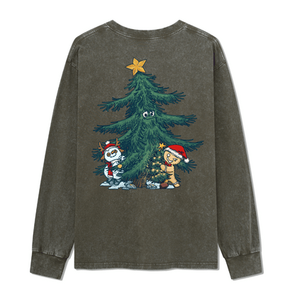 Merry Christmas Washed Long Sleeve Top