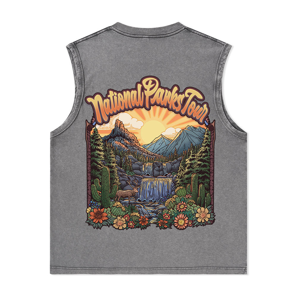 Freeleaf National Parks Tour Nature Inspired Unisex Washed Tank Tops