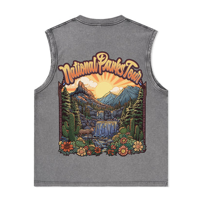 Freeleaf National Parks Tour Nature Inspired Unisex Washed Tank Tops