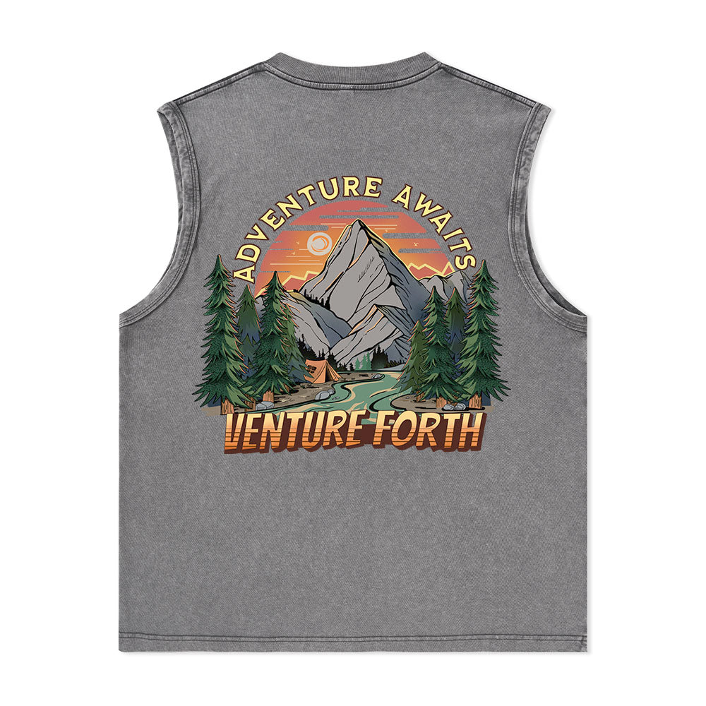 Freeleaf Adventure Awaits Unisex Washed Tank Tops