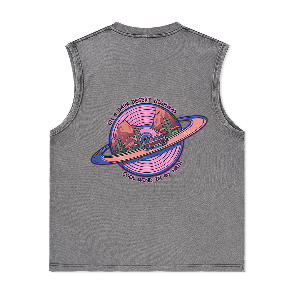 Freeleaf On A Dark Desert Highway Unisex Washed Tank Tops