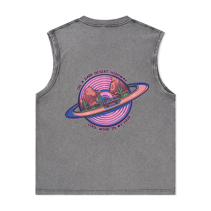 Freeleaf On A Dark Desert Highway Unisex Washed Tank Tops