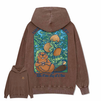 Happy Mind Happy Life Washed Hoodie