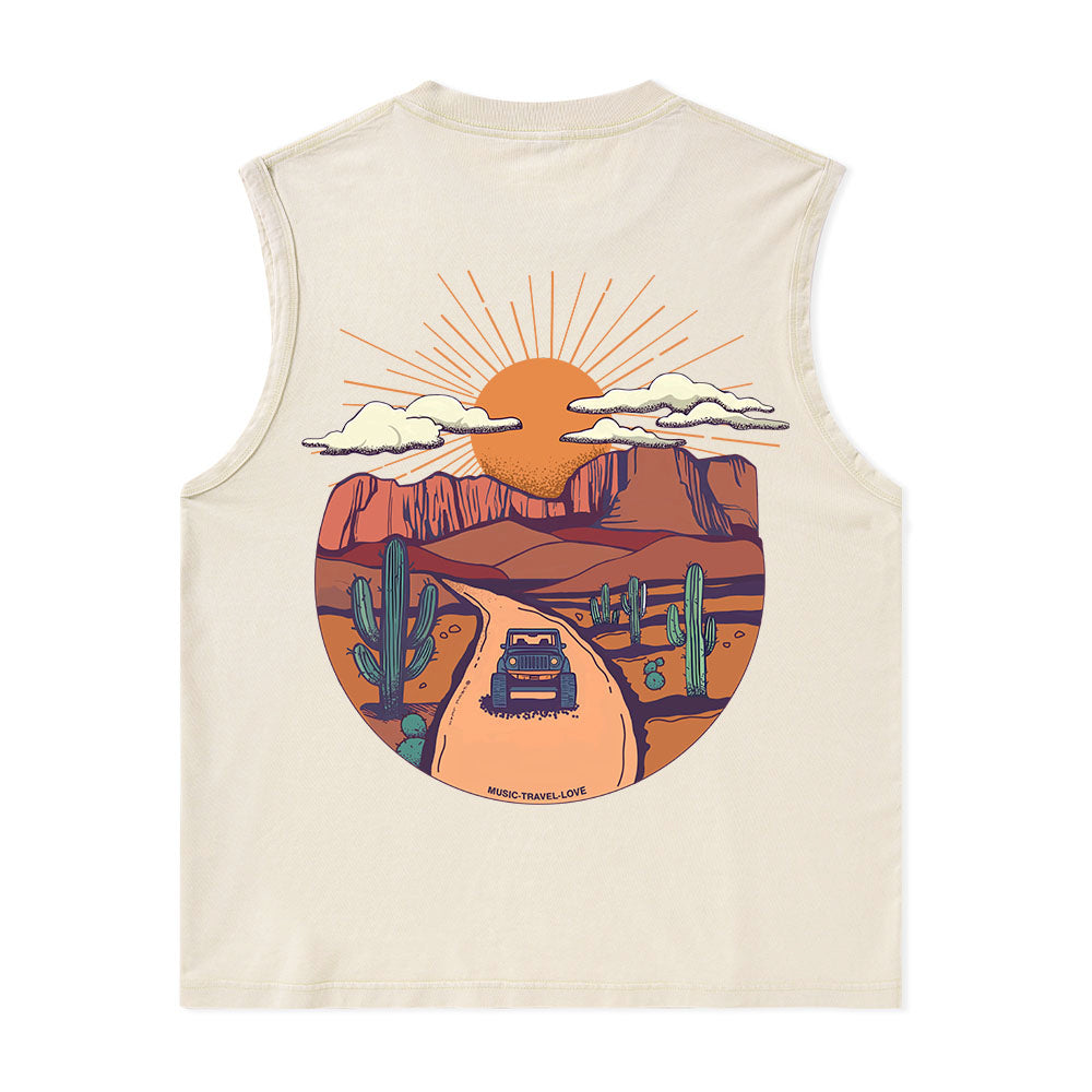 Freeleaf Go Hiking With Music Nature Inspired Unisex Washed Tank Tops