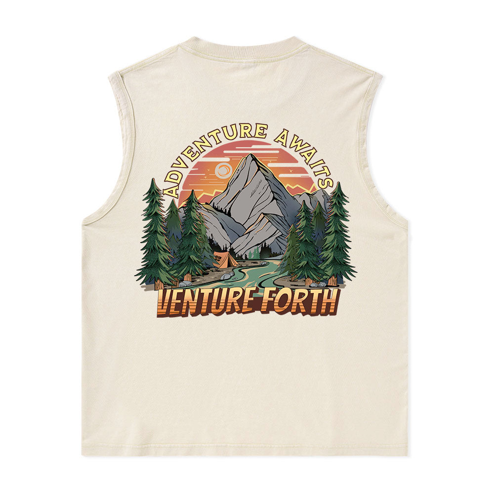 Freeleaf Adventure Awaits Unisex Washed Tank Tops