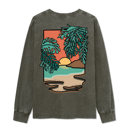 Hawaiian Vacation Washed Long Sleeve Top