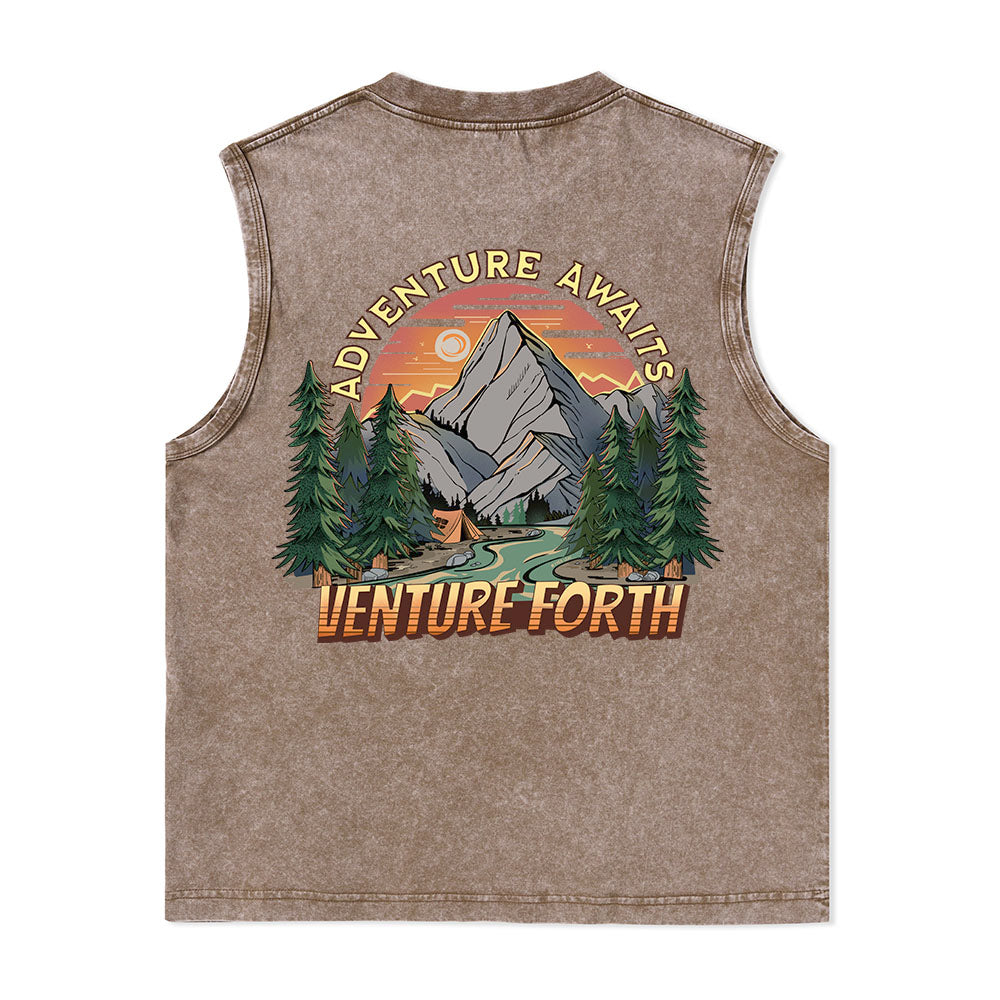 Freeleaf Adventure Awaits Unisex Washed Tank Tops
