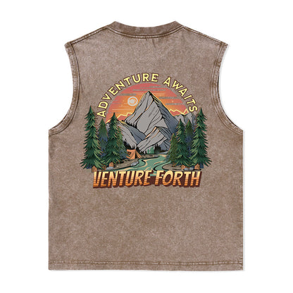Freeleaf Adventure Awaits Unisex Washed Tank Tops