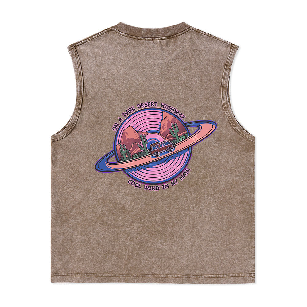 Freeleaf On A Dark Desert Highway Unisex Washed Tank Tops