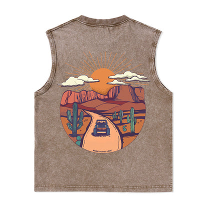 Freeleaf Go Hiking With Music Nature Inspired Unisex Washed Tank Tops