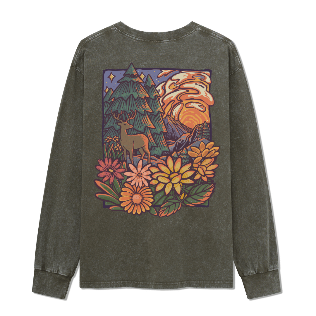 Wander In The Forest Washed Long Sleeve Top