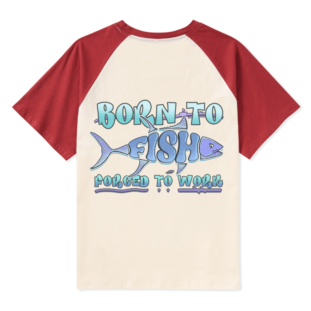 Born To Fish Raglan Short Sleeve Top