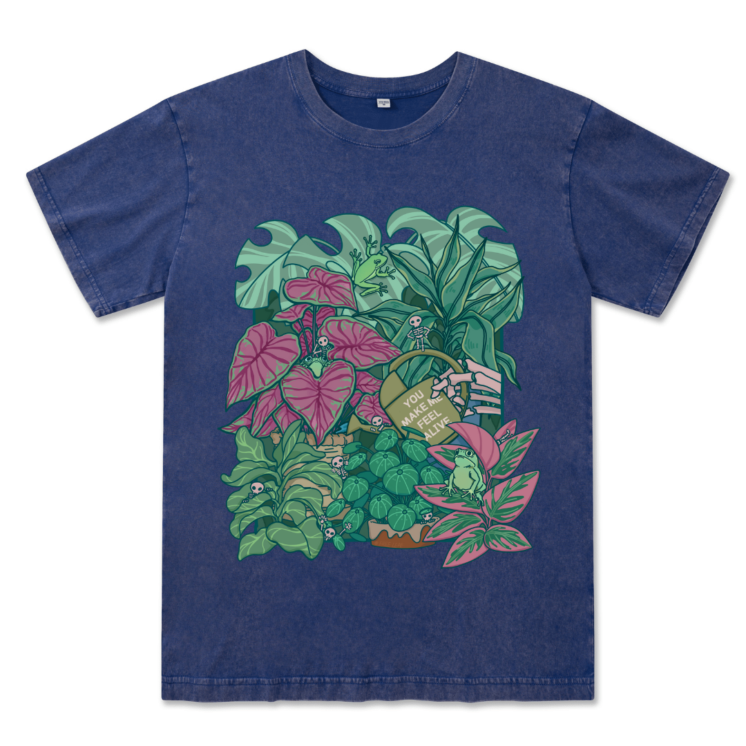 You Make Me Feel Alive Front-printed Washed Tee