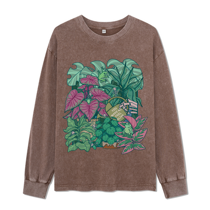 You Make Me Feel Alive Front-printed Washed Long Sleeve Top