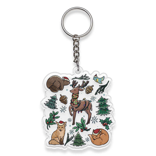 Freeleaf Yellowstone Christmas Wonderland Double-Sided Acrylic Keychain