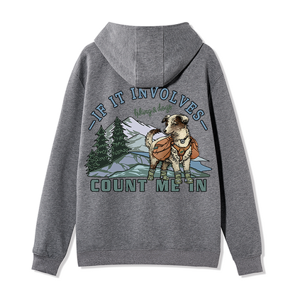 Freeleaf Hiking & Dogs Adventure Unisex Nature Inspired Fleece Full-Zip Hoodie